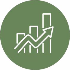 A bar graph trending upwards