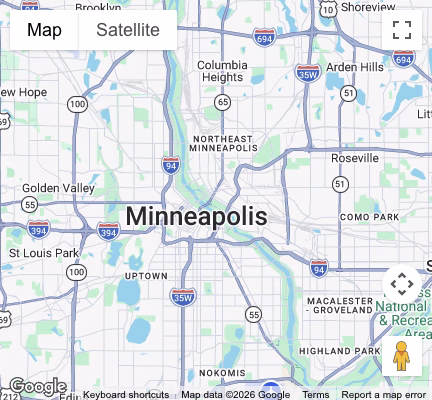 A map view of Keepsake PCO's service area in Minneapolis, MN