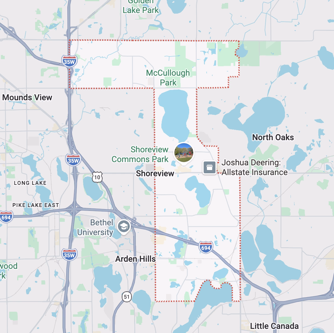 The Keepsake PCO service area in Shoreview, MN.